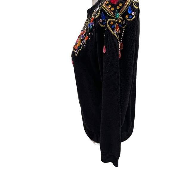 VTG Lindsey Blake Petites Black Bejewelled Embellished Sweater Size S - Picture 6 of 11